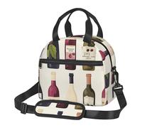 Bolsa de almuerzo con diseño de botella de vino para hombres y mujeres, lonchera de gran capacidad, reutilizable, aislada, con correa ajustable para el hombro, lonchera para adultos