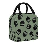 Bolsa de almuerzo con diseño de búhos negros para mujer, bolsa térmica de apertura ancha, impermeable, a prueba de fugas, organizador de almuerzo térmico