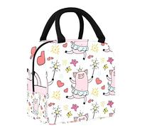 Bolsa de almuerzo con diseño de cerdito de princesa, cerdito, corona de ballet, bolsa de almuerzo con patrón de cerdo mágico, bolsa térmica para mujer, bolsa térmica de apertura ancha, impermeable, a