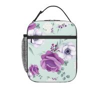 Bolsa de almuerzo con diseño de flores botánicas de amapola, anémona y rosas, doble aislamiento, a prueba de fugas, bolsa de mano, refrigerador, organizador de almuerzo para el trabajo, picnic, viaj