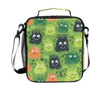 Bolsa de almuerzo con diseño de monstruos abstractos para niños, bolsa de almuerzo térmica congelable, correa de hombro para niños y niñas, escuela, picnic
