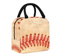 Bolsa de almuerzo con diseño de pelota deportiva de béisbol estilo vintage para mujer, bolsa térmica con aislamiento de apertura ancha, impermeable, a prueba de fugas, organizador de almuerzo térmico