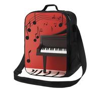 Bolsa de almuerzo con diseño de piano y notas musicales, lonchera para mujeres y hombres, reutilizable, aislada, a prueba de fugas, con correa ajustable para el hombro, bonita bolsa de almuerzo para