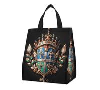 Bolsa de almuerzo con diseño de tiara de flores reales y coronas, bolsa de almuerzo aislada con bolsillos interiores, bonitas bolsas de almuerzo para mujeres y hombres, bolsa de almuerzo a prueba de