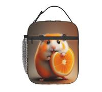 Bolsa de almuerzo con estampado de hámster naranja para mujer, reutilizable, bonita, tipo lonchera para adultos y hombres, a prueba de fugas, ideal para el trabajo, la oficina, viajes y picnics.
