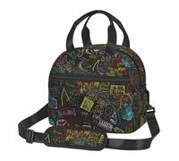 Bolsa de almuerzo con fondo de matemáticas para hombres y mujeres, lonchera aislada para adultos, bolsas de almuerzo reutilizables con correa ajustable, bolsas de refrigeración de gran capacidad a