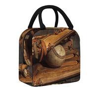 Bolsa de almuerzo con guante de béisbol antiguo con pelota deportiva desgastada, bolsa de almuerzo para mujer, bolsa térmica de apertura ancha, impermeable, a prueba de fugas, organizador de almuerzo