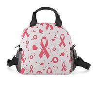Bolsa de almuerzo de concientización sobre el cáncer de mama con corazón de cintas rosadas, bolsa de almuerzo aislada portátil, bolsa térmica para mujeres que trabajan al aire libre