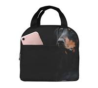 Bolsa de almuerzo, Doberman Pinscher Mascotas Perros Negros Doberman Lonchera aislada Lonchera duradera Bolsa reutilizable Cooler Bag