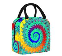 Bolsa de almuerzo fractal abstracta para mujer, bolsa térmica de apertura ancha, impermeable, a prueba de fugas, organizador de almuerzo térmico