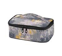 Bolsa de almuerzo gris moteada retro para mujer, reutilizable, mini hielera térmica con asa para senderismo