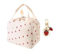Bolsa De Almuerzo Impresa De Fresa De 1 Pieza, Llavero De Cole De Fresa De 1 Pieza, Bolsa De Almacenamiento De Múltiples Funciones Simple Y Linda, Herramienta De Picnic De La Escuela De Trabajo.