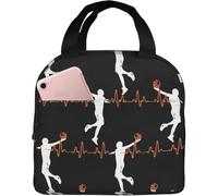 Bolsa De Almuerzo Latido Del Corazón Al Clavar Un Balón De Baloncesto Bolsa De Almuerzo Térmica Mujeres Hombres Bolso Termica Porta Alimentos, Para Fiambrera, Senderismo, Comida, 20x22cm