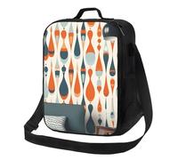 Bolsa de almuerzo moderna retro de mediados de siglo con formas de gota para mujeres y hombres, lonchera aislada, reutilizable, a prueba de fugas, contenedores de alimentos, bolsa de comida para el
