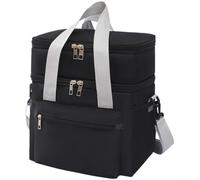 Bolsa de almuerzo Oxford impermeable Forro térmico 2-4h Fresco (negro)