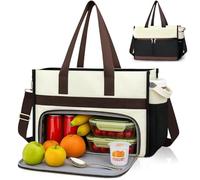 Bolsa de almuerzo para mujer, bolsa de almuerzo con compartimento frigorífico, bolsa para portátil de 15,6 pulgadas con compartimento aislado para el almuerzo, maletín impermeable, bolsa para
