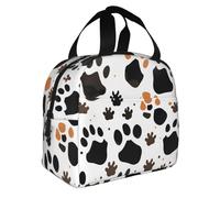 Bolsa de almuerzo plegable con estampado de huellas de animales, para comidas, aperitivos, bebidas, niños, niñas, adolescentes, picnics