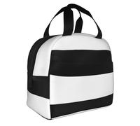 Bolsa de almuerzo plegable con estampado de rayas blancas y negras para comidas, aperitivos, bebidas, niños, niñas, adolescentes y picnics