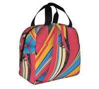 Bolsa de almuerzo plegable con estampado de rayas coloridas para comidas, aperitivos, bebidas, niños, niñas, adolescentes y picnics