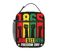 Bolsa de almuerzo portátil con aislamiento de gran capacidad, con cremallera y bolsillo de red externo, para el Mes de la Historia Afroamericana, de Juneteenth 1865