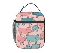 Bolsa de almuerzo portátil reutilizable con estampado de cerdos lindos para mantener la comida fresca, escuela, trabajo, viajes, picnic