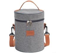 Bolsa de almuerzo redonda aislada con papel de aluminio, 6200 ml, bolsa térmica grande para picnic, camping, oficina, contenedor portátil de almacenamiento de alimentos con asas, color gris