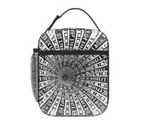 Bolsa de almuerzo reutilizable, a prueba de fugas, portátil, con aislamiento, ideal para picnic, oficina, senderismo y pesca, con diseño de túnel geométrico abstracto en blanco y negro.