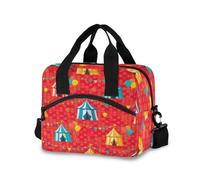 Bolsa de almuerzo roja para tiendas de campaña de circo, bonita bolsa de almuerzo de 11.4 x 7.1 x 9.5 pulgadas, para escuela, oficina o picnic