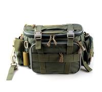 Bolsa de Aparejo de Pesca, Bolsa de Cintura de Tela de Poliéster con Múltiples Bolsillos y de Colgantes Bolso de Cintura con Bolso de Hombro (Ejercito Verde)