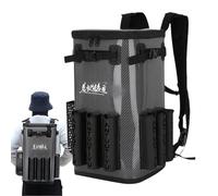 Bolsa de aparejos de pesca,Mochila de aparejos de pesca | Mochila de pesca con soporte para caña Bolsa de pesca de 49 L,Mochila grande para aparejos, bolsa de almacenamiento con eslinga para acampar y