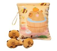 Bolsa de aperitivos genérica para niños, niños reutilizables Snack Bags, Capybara Plush con 4 Mini Stuffed Toys, Soft Pillow Cushion, Cute Candy Holder, Decorative Hugging Toy for Home and Travel