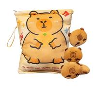 Bolsa de aperitivos genérica para niños, niños reutilizables Snack Bags, Capybara Plush con 4 Mini Stuffed Toys, Soft Pillow Cushion, Cute Candy Holder, Decorative Hugging Toy for Home and Travel