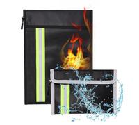 Bolsa de Archivo Ignífugo de 2 Piezas (38 x 25,8 cm, 20 x 14 cm), Bolsa Ignífuga e Impermeable, Material de Fibra de Vidrio Multicapa para Proteger Objetos de Valor, Pasaportes, Documentos, Tarjetas