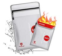 Bolsa de Archivo ignífugo de 2 Piezas, Bolsa de Almacenamiento de Seguridad ignífuga e Impermeable para Proteger Objetos de Valor, pasaportes, Documentos, Dinero en Efectivo, Baterías, Móviles