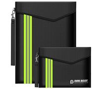 Bolsa de archivo ignífugo de 2 piezas,material de fibra de vidrio de doble capa,bolsa de almacenamiento de seguridad ignífuga e impermeable para proteger objetos de valor, pasaportes, documentos