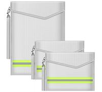 Bolsa de archivo ignífugo de 3 piezas,material de fibra de vidrio de doble capa,bolsa de almacenamiento de seguridad ignífuga e impermeable para proteger objetos de valor, pasaportes, documentos