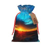Bolsa de arpillera con cordón azul atardecer, bolsas de regalo de Navidad, bolsas de regalo grandes con cordón, bolsas de regalo con etiqueta, bolsas de regalo de Navidad, bolsa de dulces de Navidad
