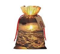 Bolsa de arpillera con cordón de Navidad para atardecer, bolsas de regalo de Navidad, bolsas de regalo grandes con cordón con etiqueta, bolsas de regalo de Navidad, bolsa de dulces de Navidad, bolsas