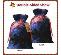 Bolsa de arpillera con estampado de galaxia en el universo, regalos de fiesta de Navidad, bolsa de regalo para regalos, varios tamaños (S, M)