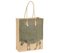 Bolsa de arpillera natural, diseño de animales, marrón, talla única, Contemporáneo