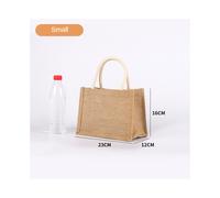 Bolsa de arpillera negra pequeña con asa, de lino, ecológica, de gran capacidad, portátil y para uso diario.