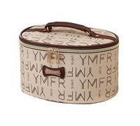Bolsa de Aseo Acolchada, Bolsa Organizadora de Maquillaje, Resistente al Agua para Mujeres, Bolsillo Divisor Incorporado, Fácil Limpiar, Separador Extragrande, Mantén la Elegancia(Beige)