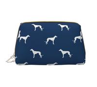 Bolsa de Aseo Bolsa de Maquillaje Bolsa de cosméticos Bolsa de Aseo de Viaje portátil con Cremallera,Silueta de Perro Galgo Azul Marino