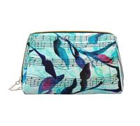 Bolsa de Aseo Bolsa de Maquillaje Bolsa de cosméticos Bolsa de Aseo de Viaje portátil con Cremallera,Acuarela Música Ramas Hojas