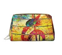 Bolsa de Aseo Bolsa de Maquillaje Bolsa de cosméticos Bolsa de Aseo de Viaje portátil con Cremallera,Imprimir Nota Musical de Madera Colorida