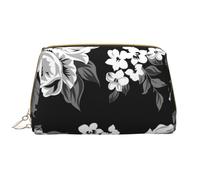 Bolsa de Aseo Bolsa de Maquillaje Bolsa de cosméticos Bolsa de Aseo de Viaje portátil con Cremallera,Tulipán Rosa Blanca Vintage