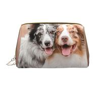 Bolsa de Aseo Bolsa de Maquillaje Bolsa de cosméticos Bolsa de Aseo de Viaje portátil con Cremallera,Dos pastores australianos Border Collie