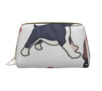 Bolsa de Aseo Bolsa de Maquillaje Bolsa de cosméticos Bolsa de Aseo de Viaje portátil con Cremallera,Perro Boston Terrier con corazón Rojo Impreso