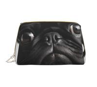 Bolsa de Aseo Bolsa de Maquillaje Bolsa de cosméticos Bolsa de Aseo de Viaje portátil con Cremallera,Lindo Estampado de Perro Pug Negro
