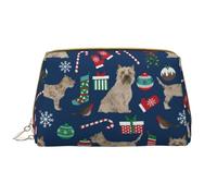 Bolsa de Aseo Bolsa de Maquillaje Bolsa de cosméticos Bolsa de Aseo de Viaje portátil con Cremallera,Cairn Terrier Christmas Terrier Perros Cairn Terriers Azul Marino